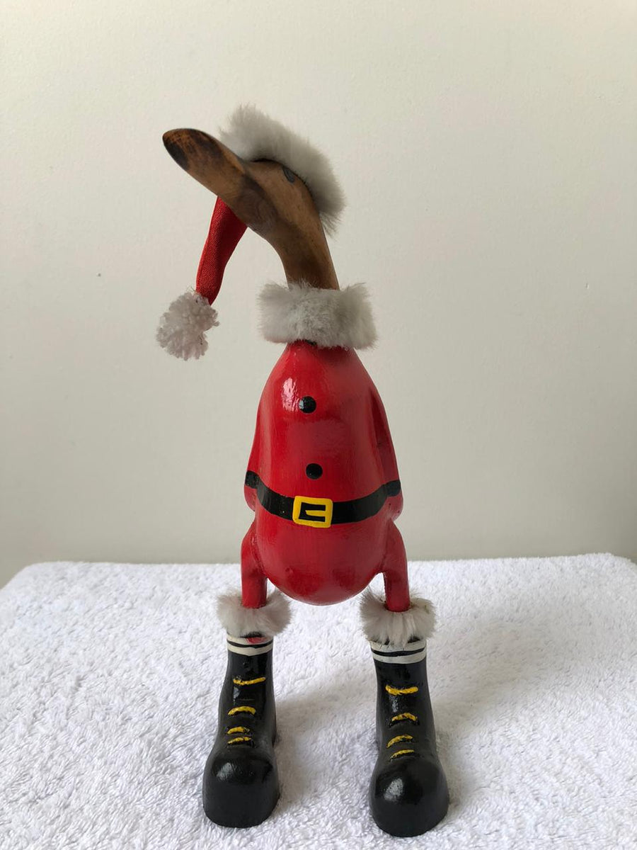 Wooden ducks with red on sale boots