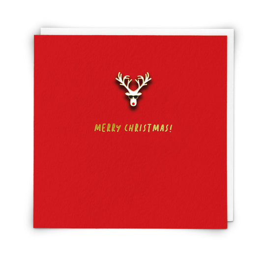Christmas Card - Merry Christmas Reindeer - Enamel Pin