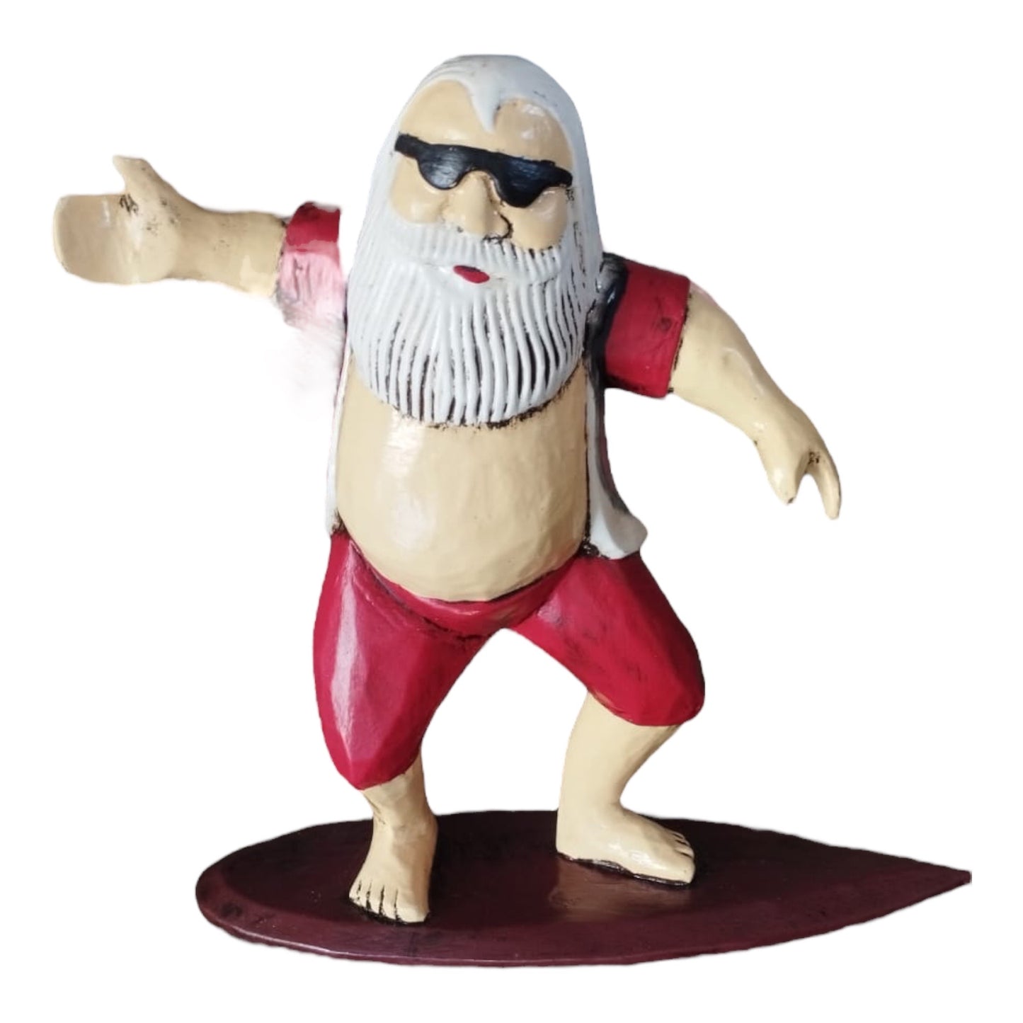 Wooden Surfing Santa