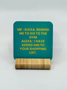 Chuckle Collection Drinks Coasters - Hi Alexa