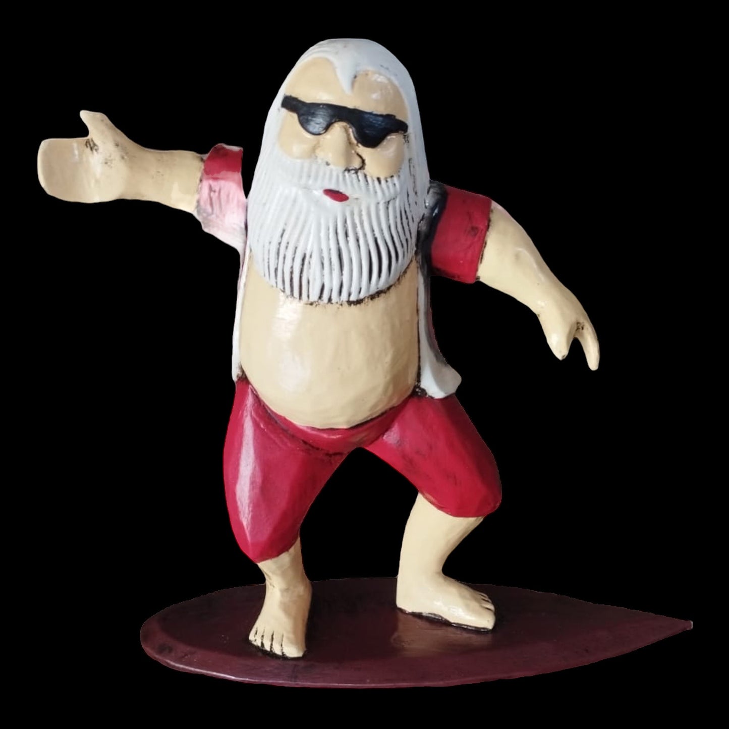 Wooden Surfing Santa