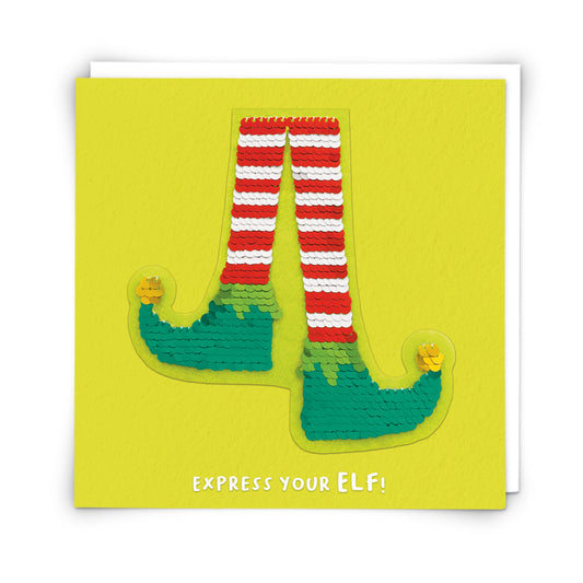 Christmas Card - Express Your Elf - Sequins