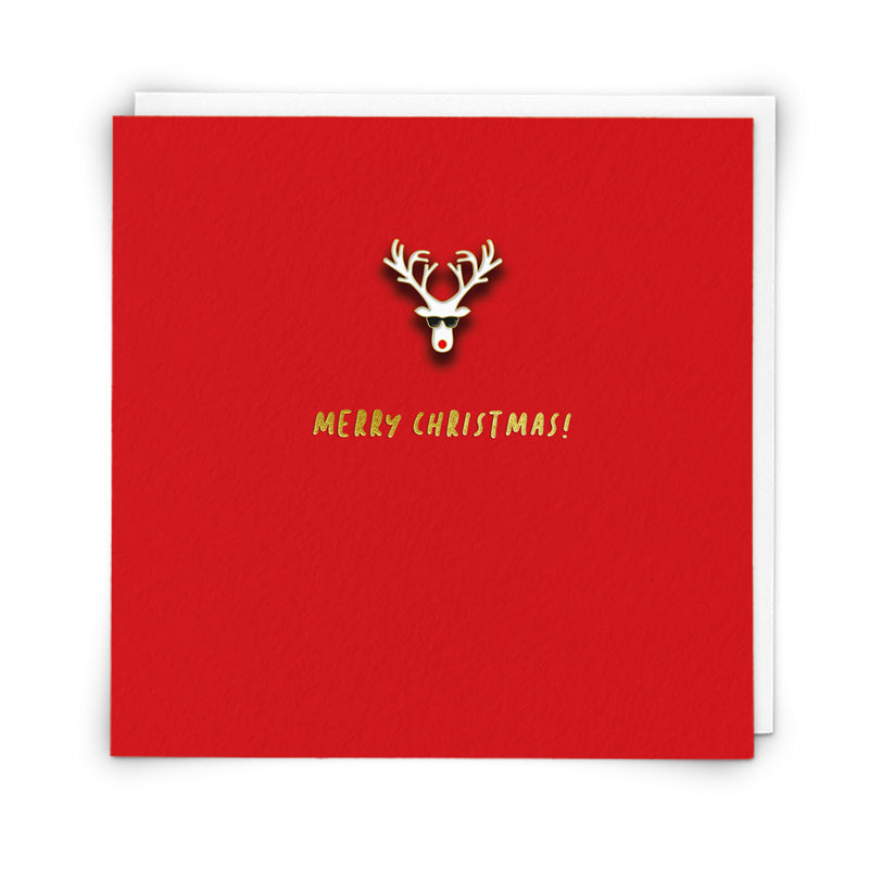 Christmas Card - Merry Christmas Reindeer - Enamel Pin