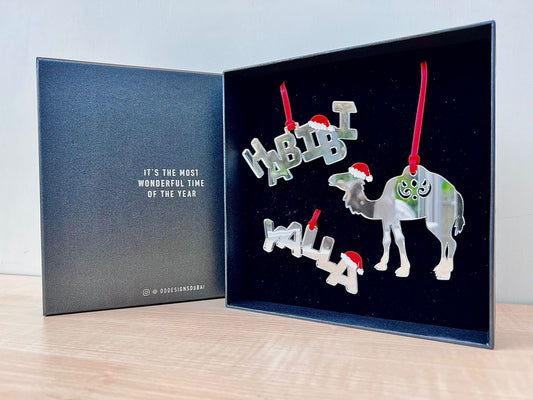 Arabic Words & Camel Acrylic Tree Decoration Box Set